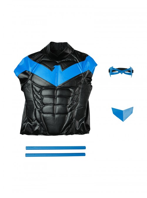 Anime Comic Nightwing Blue Battle Suit Version Halloween Cosplay Costume Set Without Boots