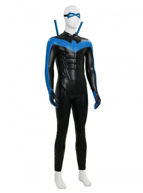 Anime Comic Nightwing Blue Battle Suit Version Halloween Cosplay Costume Set Without Boots