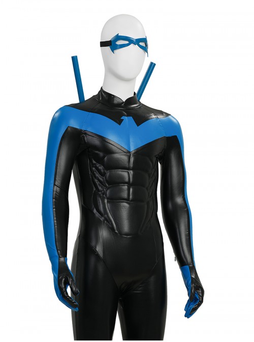 Anime Comic Nightwing Blue Battle Suit Version Halloween Cosplay Costume Set Without Boots