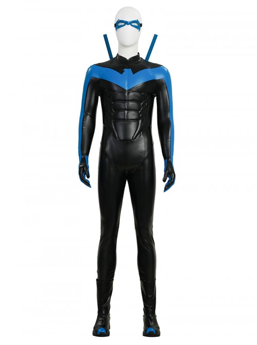 Anime Comic Nightwing Blue Battle Suit Version Halloween Cosplay Accessories Black Boots