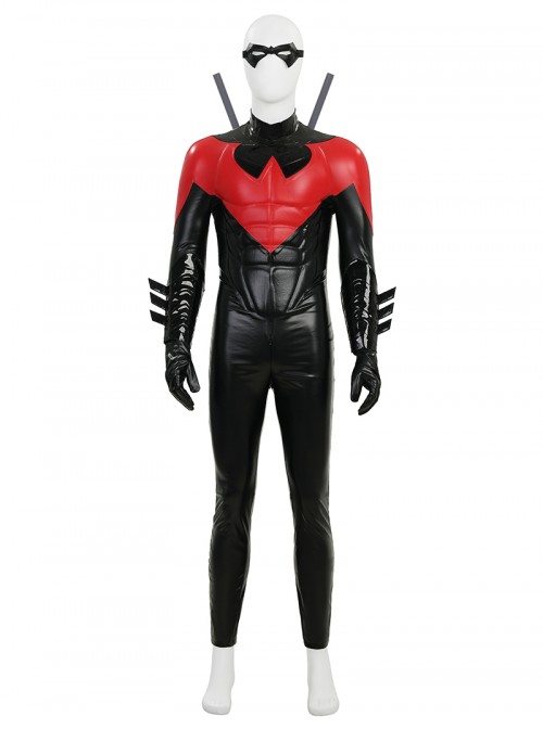 Anime Comic New 52 Nightwing Red Battle Suit Version Halloween Cosplay Costume Set Without Boots