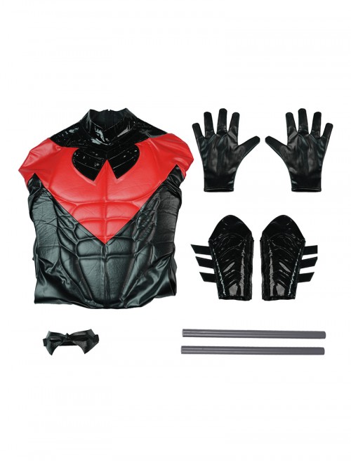 Anime Comic New 52 Nightwing Red Battle Suit Version Halloween Cosplay Costume Set Without Boots