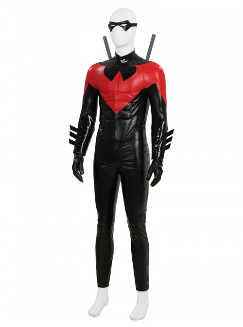 Anime Comic New 52 Nightwing Red Battle Suit Version Halloween Cosplay Costume Set Without Boots