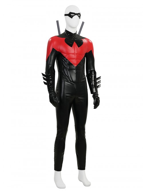 Anime Comic New 52 Nightwing Red Battle Suit Version Halloween Cosplay Costume Set Without Boots