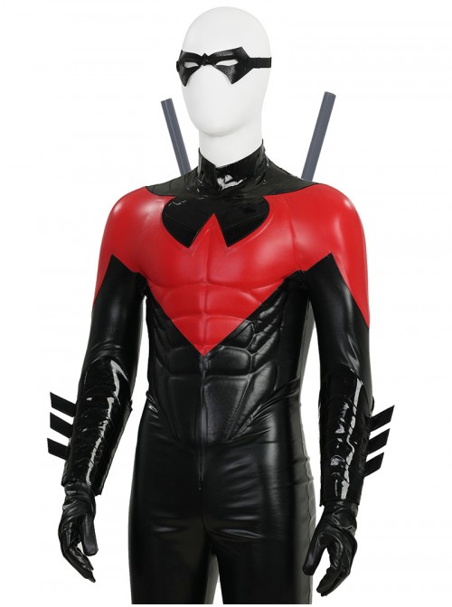 Anime Comic New 52 Nightwing Red Battle Suit Version Halloween Cosplay Costume Set Without Boots