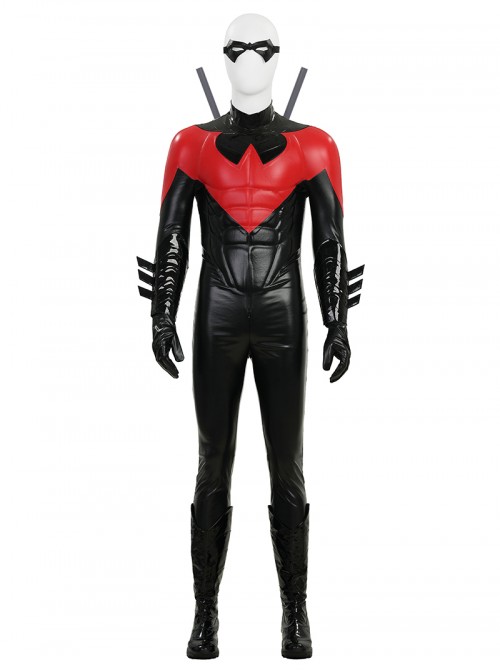 Anime Comic New 52 Nightwing Red Battle Suit Version Halloween Cosplay Accessories Black Boots