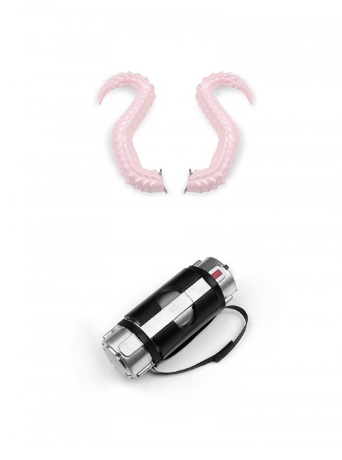 Game Arknights Endfield Ardelia Halloween Cosplay Accessories Silver Bucket Pink Sheep Horns