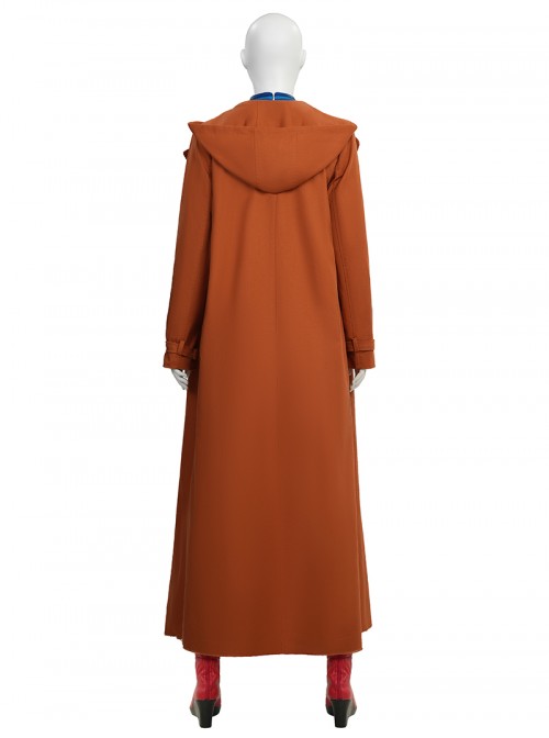 Movie Supergirl Kara Zor-El Halloween Cosplay Costume Brown Coat