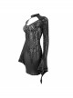 Circuit Diagram Flocking Printed Loop Collar Flared Sleeve Black Punk Dress