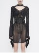 Circuit Diagram Flocking Printed Loop Collar Flared Sleeve Black Punk Dress