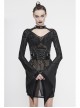 Circuit Diagram Flocking Printed Loop Collar Flared Sleeve Black Punk Dress