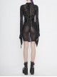 Circuit Diagram Flocking Printed Loop Collar Flared Sleeve Black Punk Dress