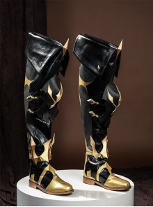 Game Genshin Impact Varka Halloween Cosplay Accessories Black Boots
