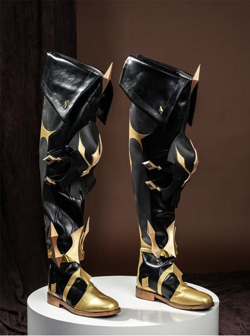 Game Genshin Impact Varka Halloween Cosplay Accessories Black Boots