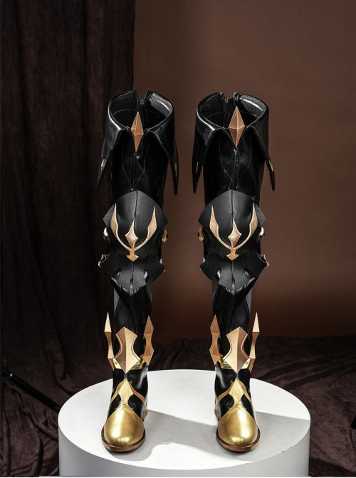 Game Genshin Impact Varka Halloween Cosplay Accessories Black Boots
