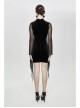 Translucent Embroidered Splice Velvet Big Flared Sleeves Black Gothic Short Dress