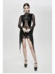 Translucent Embroidered Splice Velvet Big Flared Sleeves Black Gothic Short Dress