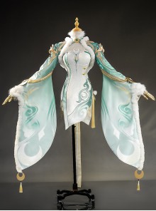 Game Genshin Impact Zibai Outfit Embroidered Version Halloween Cosplay Costume Set