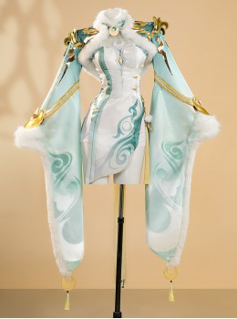 Game Genshin Impact Zibai Outfit Printed Version Halloween Cosplay Costume Set