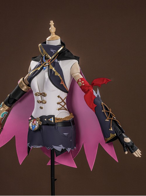 Game Genshin Impact Jahoda Halloween Cosplay Costume Set Without Right Sleeve Armor
