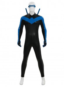 Anime Comics Nightwing Muscle-Free Version Battle Suit Halloween Cosplay Costume Set Without Boots