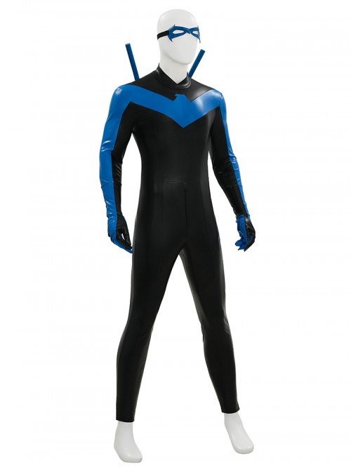 Anime Comics Nightwing Muscle-Free Version Battle Suit Halloween Cosplay Costume Set Without Boots