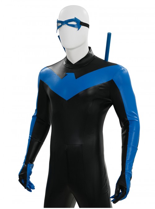 Anime Comics Nightwing Muscle-Free Version Battle Suit Halloween Cosplay Costume Set Without Boots