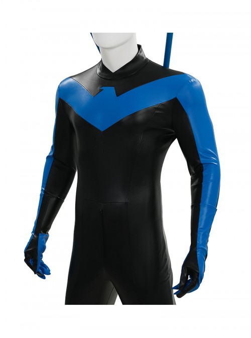 Anime Comics Nightwing Muscle-Free Version Battle Suit Halloween Cosplay Costume Set Without Boots