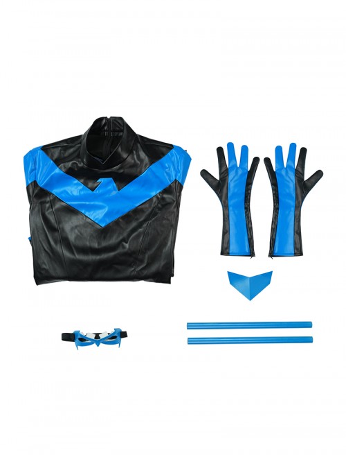 Anime Comics Nightwing Muscle-Free Version Battle Suit Halloween Cosplay Costume Set Without Boots