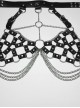 Black Artificial Leather Sexy Hollow-Out Design Hot-Girl Aesthetic Punk Style Choker Chest Chain