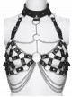 Black Artificial Leather Sexy Hollow-Out Design Hot-Girl Aesthetic Punk Style Choker Chest Chain