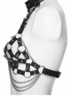 Black Artificial Leather Sexy Hollow-Out Design Hot-Girl Aesthetic Punk Style Choker Chest Chain