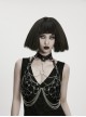 Black Artificial Leather Sexy Hollow-Out Design Hot-Girl Aesthetic Punk Style Choker Chest Chain