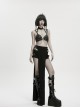 Black Artificial Leather Sexy Hollow-Out Design Hot-Girl Aesthetic Punk Style Choker Chest Chain