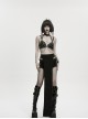 Black Artificial Leather Sexy Hollow-Out Design Hot-Girl Aesthetic Punk Style Choker Chest Chain