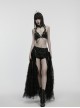 Black Artificial Leather Sexy Hollow-Out Design Hot-Girl Aesthetic Punk Style Choker Chest Chain