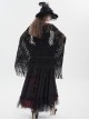 Black Hollow Out Flowers Knitting Lace Tassel Elegant Gothic Style Shawl