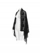 Black Hollow Out Flowers Knitting Lace Tassel Elegant Gothic Style Shawl