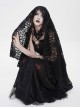 Black Hollow Out Flowers Knitting Lace Tassel Elegant Gothic Style Shawl