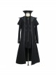 Men Gothic Pattern Leather Fake Two Pieces Double-Sided Woollen Split Design Black Coats