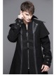 Men Gothic Pattern Leather Fake Two Pieces Double-Sided Woollen Split Design Black Coats