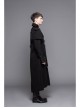 Men Gothic Pattern Leather Fake Two Pieces Double-Sided Woollen Split Design Black Coats