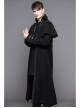 Men Gothic Pattern Leather Fake Two Pieces Double-Sided Woollen Split Design Black Coats