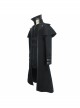 Men Gothic Pattern Leather Fake Two Pieces Double-Sided Woollen Split Design Black Coats