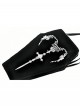 Black Velvet Mystery Horn Embroidery Coffin-Shaped Gothic Style Bag