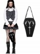 Black Velvet Mystery Horn Embroidery Coffin-Shaped Gothic Style Bag