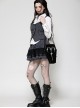 Black Velvet Mystery Horn Embroidery Coffin-Shaped Gothic Style Bag
