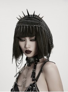 Black Chain Individual Thorn Spike Rivet Punk Style Crown