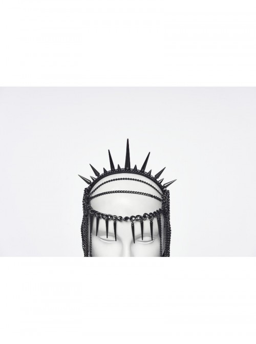 Black Chain Individual Thorn Spike Rivet Punk Style Crown