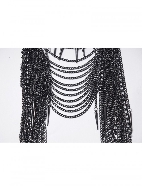 Black Chain Individual Thorn Spike Rivet Punk Style Crown